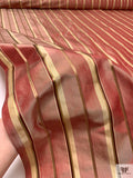 Yarn-Dyed and Satin Striped Silk Shantung - Royal Red / Tan / Moss Green