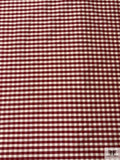 Gingham Check Yarn-Dyed Silk Shantung - Wine Red / Ivory