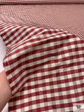 Gingham Check Yarn-Dyed Silk Shantung - Wine Red / Ivory