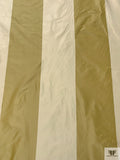 Bold Vertical Striped Yarn-Dyed Silk Taffeta - Flaxen / Champagne