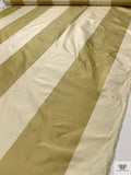 Bold Vertical Striped Yarn-Dyed Silk Taffeta - Flaxen / Champagne