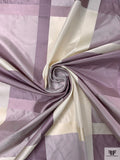 Yarn-Dyed Silk Taffeta with Satin-Faille Windowpane Pattern - Dusty Lavender / Ivory
