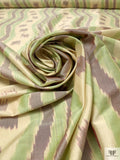 Hazy Ikat Trails Yarn-Dyed Silk Shantung - Sangria / Olive / Cream