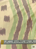 Hazy Ikat Trails Yarn-Dyed Silk Shantung - Sangria / Olive / Cream