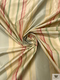 Vertical Striped Yarn-Dyed Silk Taffeta - Powder Blue / Dusty Pinks / Green / Brandy