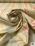 Vertical Striped Yarn-Dyed Silk Taffeta - Powder Blue / Dusty Pinks / Green / Brandy