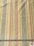 Vertical Striped Yarn-Dyed Silk Taffeta - Powder Blue / Dusty Pinks / Green / Brandy