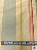 Vertical Striped Yarn-Dyed Silk Taffeta - Powder Blue / Dusty Pinks / Green / Brandy