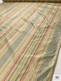 Vertical Striped Yarn-Dyed Silk Taffeta - Powder Blue / Dusty Pinks / Green / Brandy