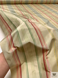 Vertical Striped Yarn-Dyed Silk Taffeta - Powder Blue / Dusty Pinks / Green / Brandy