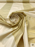 Bold Vertical Striped Yarn-Dyed Silk Taffeta - Antique Gold / Dairy Cream