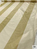 Bold Vertical Striped Yarn-Dyed Silk Taffeta - Antique Gold / Dairy Cream