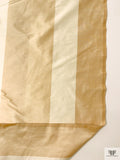 Vertical Striped Yarn-Dyed Silk Shantung - Champagne Gold / Cream
