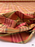 Plaid Yarn-Dyed Silk Taffeta - Reds / Yellow / Green