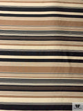 Horizontal Striped Yarn-Dyed Silk Shantung - Brown / Black / Shaker Beige