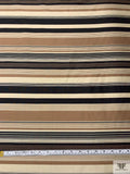 Horizontal Striped Yarn-Dyed Silk Shantung - Brown / Black / Shaker Beige