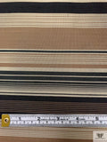 Horizontal Striped Yarn-Dyed Silk Shantung - Brown / Black / Shaker Beige