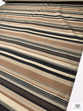 Horizontal Striped Yarn-Dyed Silk Shantung - Brown / Black / Shaker Beige