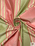 Yarn-Dyed Silk Taffeta with Satin-Faille Striped Pattern - Dusty Rose / Pear Green / Cream