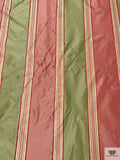 Yarn-Dyed Silk Taffeta with Satin-Faille Striped Pattern - Dusty Rose / Pear Green / Cream