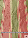 Yarn-Dyed Silk Taffeta with Satin-Faille Striped Pattern - Dusty Rose / Pear Green / Cream