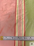 Yarn-Dyed Silk Taffeta with Satin-Faille Striped Pattern - Dusty Rose / Pear Green / Cream