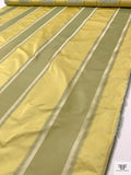 Vertical Striped Yarn-Dyed Silk Taffeta - Olive Yellow / Vintage Green