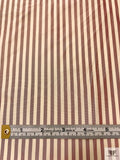 Vertical Striped Yarn-Dyed Silk Taffeta - Wine / Beige