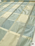 Yarn-Dyed Silk Taffeta with Satin-Faille Windowpane Pattern - Sky Blue / Grey / Pearl Ivory