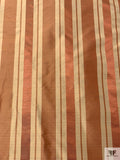 Yarn-Dyed Silk Shantung with Satin-Faille Striped Pattern - Antique Coral Rose / Golden Tan