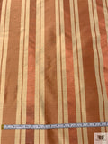 Yarn-Dyed Silk Shantung with Satin-Faille Striped Pattern - Antique Coral Rose / Golden Tan