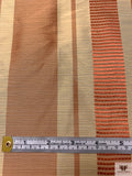 Yarn-Dyed Silk Shantung with Satin-Faille Striped Pattern - Antique Coral Rose / Golden Tan