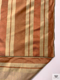 Yarn-Dyed Silk Shantung with Satin-Faille Striped Pattern - Antique Coral Rose / Golden Tan