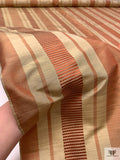 Yarn-Dyed Silk Shantung with Satin-Faille Striped Pattern - Antique Coral Rose / Golden Tan