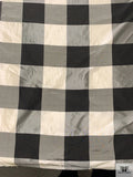 Buffalo Plaid Yarn-Dyed Silk Shantung - Black / Ivory