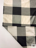 Buffalo Plaid Yarn-Dyed Silk Shantung - Black / Ivory