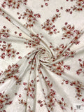 Italian Floral Printed Cotton Jacquard - Cranberry / Tan / Marigold / Off-White