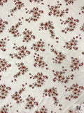 Italian Floral Printed Cotton Jacquard - Cranberry / Tan / Marigold / Off-White