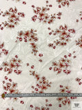 Italian Floral Printed Cotton Jacquard - Cranberry / Tan / Marigold / Off-White