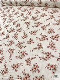 Italian Floral Printed Cotton Jacquard - Cranberry / Tan / Marigold / Off-White