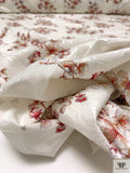 Italian Floral Printed Cotton Jacquard - Cranberry / Tan / Marigold / Off-White