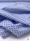 Italian Pinstripe Swiss Dot Cotton Shirting - Blue / Navy / White