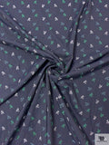 Ditsy Floral Woven Polyester Poplin - Navy / Green / Off-White / Dusty Seafoam