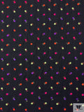 Floral Embroidered Polyester Crepe - Black / Hot Pink / Violet / Orange / Pale Lime