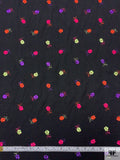 Floral Embroidered Polyester Crepe - Black / Hot Pink / Violet / Orange / Pale Lime