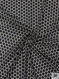 Circles Design Embroidered Eyelet Cotton Voile - Black / Oyster White