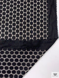 Circles Design Embroidered Eyelet Cotton Voile - Black / Oyster White