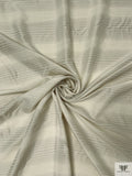 Italian Silk Crepe de Chine with Slubbed Stripes - Taupe / Beige