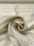 Italian Silk Crepe de Chine with Slubbed Stripes - Taupe / Beige