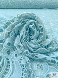 Paisley Floral Guipure Lace - Light Sky Blue